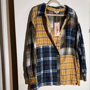 Gibber Plaid Button Down Shirt for Women - Multicolor